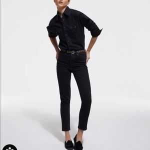 The kooples black wax texture denim jeans